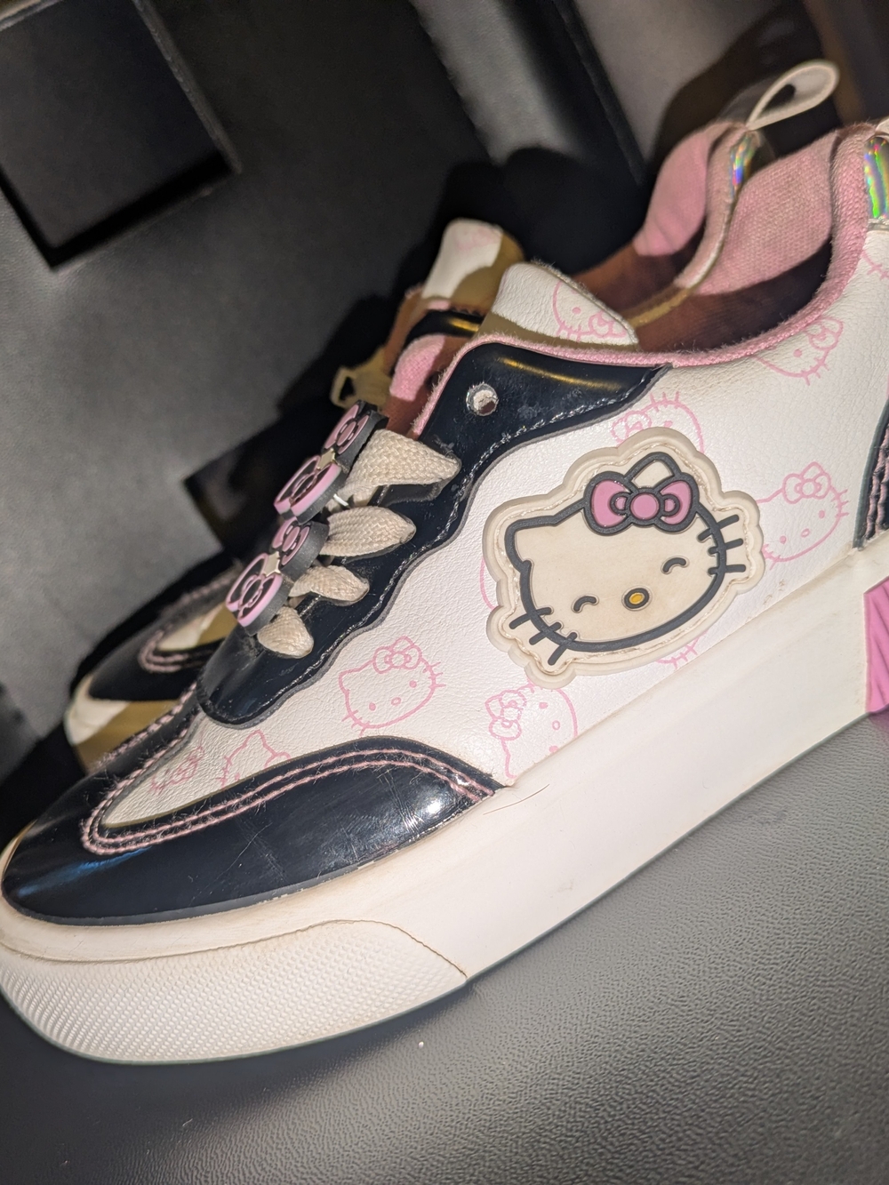 Hello Kitty White Pink and Black Kids' Decorative Sneakers